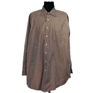 Paul Fredrick Stripe Two Ply Cotton Dobby Button Down Shirt - Men’s 18.5